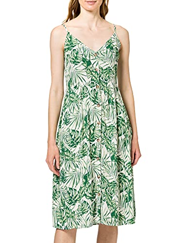 Vila Damska sukienka Visanne S/L Midi Dress/Su, Cloud Dancer/Aop:w. Beach Print, 36 PL