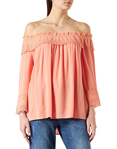 Kremowa damska bluzka koronkowa Crbea, wypalony koral, 16 (XL)