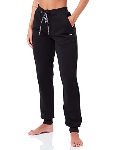 Emporio Armani Underwear damskie stringi z logo Iconic Terry Pants z mankietami, czarne, M