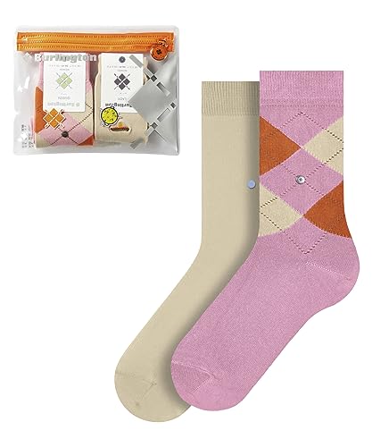 Burlington Kobiety Skarpety Travel Pouch W SO Organiczna Bawełna z wzorem 2 Pak, Wielokolorowy (Sortiment 0020), 36-41