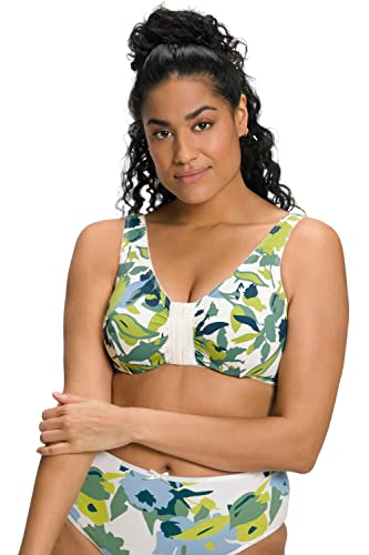 Ulla Popken Damski biustonosz z kwiatami, zapięcie z przodu, biustonosz C/D, wielokolorowy, 95