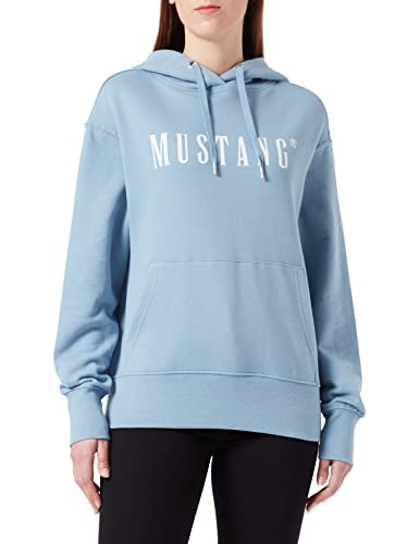 MUSTANG Damska bluza z kapturem Bianca H z logo Faded Denim 5124, L, Faded Denim 5124, L