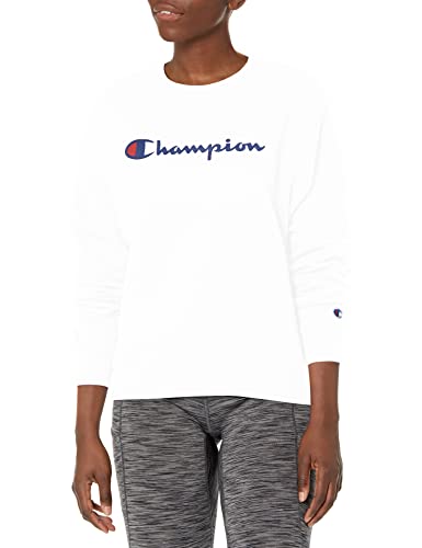 Champion Damska bluza Powerblend Relaxed Crew, sitodruk, White-y08113, XXL