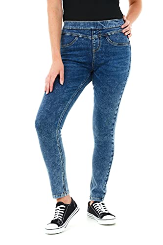 M17 Damskie jeansy damskie jeansy Jeggings rzeźbione sweter na skinny Fit Casual Cotton otwory spodnie z kieszeniami damskie, Kwas niebieski, 50