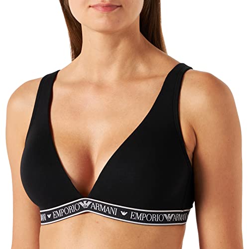 Emporio Armani Damski biustonosz z logo w kształcie litery Sail-Shaped Iconic, czarny, XS