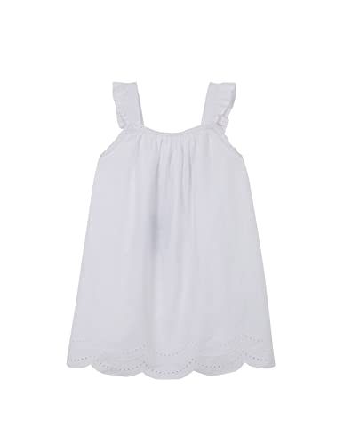 Gocco Sukienka z haftem z palmami dla dziewczynek, Optyczny biały, 5-6 lat