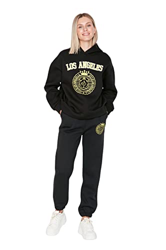 Trendyol Damskie spodnie dresowe Herren Hoher Bund Jogginghose, Czarny, M