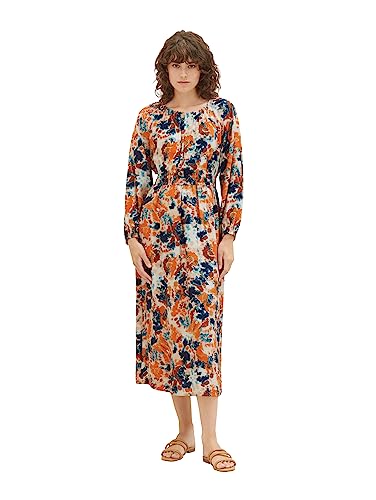 TOM TAILOR Sukienka damska, 32367 - Grey Orange Tie Dye Floral, 44