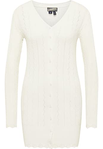 DreiMaster Vintage damski długi kardigan z dzianiny Ajourstrick 39423528, wełniany biały, XL/XXL, biały (wollweiss), XL-XXL