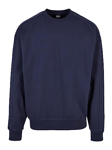 Urban Classics Męska bluza Heavy Terry Garment Dye Crew, sweter oversize dla mężczyzn, dostępny w wielu kolorach, rozmiary S - 5XL, ciemnoniebieski, 3XL