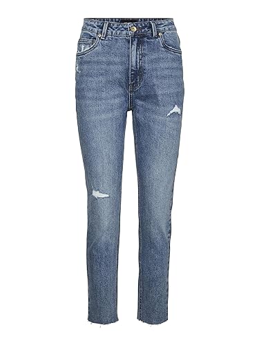VERO MODA Dżinsy damskie Straight Fit VMBRENDA High Waist, niebieski (medium blue denim), 32