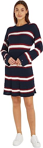 Tommy Hilfiger Damski sweter Micro Cable F&f, Rouge/Ecru/Desert Sky Stp, XS