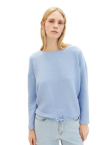Bluza damska TOM TAILOR ze strukturą i sznurkiem, 26320-niebieski stonington, XXL