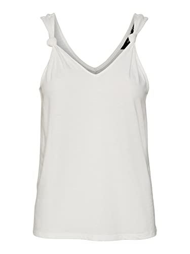 VERO MODA Women's VMMARIJUNE SL Knot TOP JRS, Snow White, S, Snow White, S