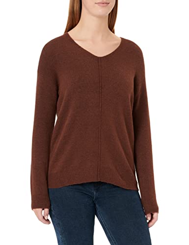TOM TAILOR Damski Sweter Basic z dekoltem w serek 1033640, 30586 - Grounded Brown Melange, S