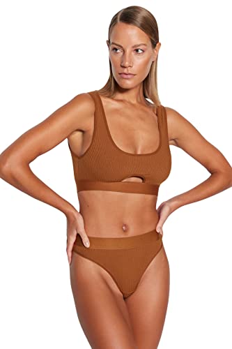 Trendyol Komplet bielizny damskiej-brązowy-gładki biustonosz, XL, Brązowy, XL