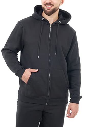M17 Męska bluza z kapturem z recyklingu zapinana na zamek błyskawiczny codzienna bluza z kapturem bluza z kapturem bluza z zamkiem błyskawicznym zwykła góra kurtka z długim rękawem, Czarny, XS