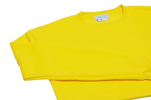 Libbi Damska bluza z długim rękawem ze 100% poliestru, z okrągłym dekoltem, żółta, rozmiar S, żółty, S