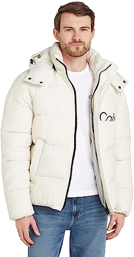 Calvin Klein Jeans Męska kurtka Essentials bez puchu z logo wyściełana, biały, L