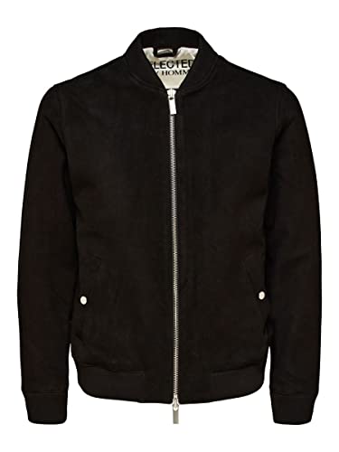 SELECTED HOMME Męska kurtka bomberka zamsz, czarny, XL