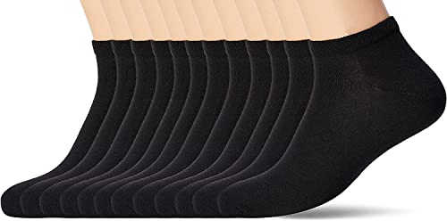 FM London (12-pak) Unisex skarpety sportowe do kostki skarpety sportowe dla mężczyzn i kobiet odpowiednio noszone jako skarpety do biegania oddychające, wygodne, ergonomiczne, Czarny, 41.5-44.5 EU