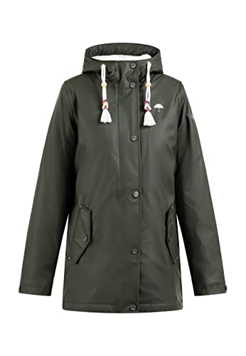 Schmuddelwedda Damska kurtka przeciwdeszczowa z podszewką pluszową 34323143, ciemnooliwkowy, S