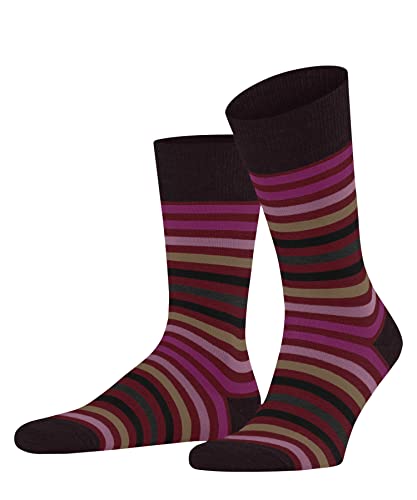 FALKE Mężczyźni Skarpety Tinted Stripe M SO Wełna Merynosa z wzorem 1 Para, Czerwony (Ingle 8077), 39-42