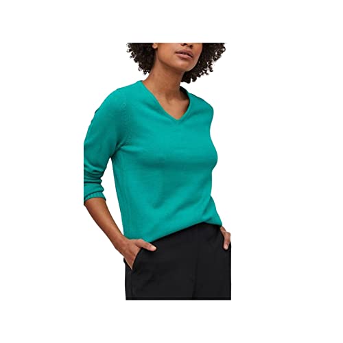 Vila Women's VIRIL V-Neck L/S Knit TOP-NOOS sweter, Alhambra/Szczegóły: ciemny melanż, XS, Alhambra/Szczegóły: ciemny melanż, XS