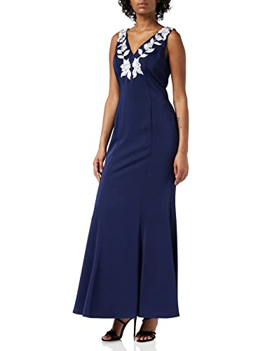 Gina Bacconi Sukienka koktajlowa z haftowanym dekoltem, Light Navy, 44 PL