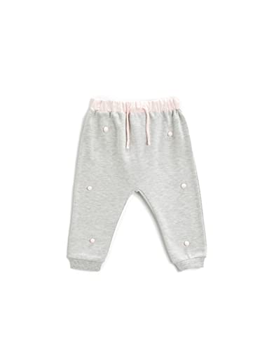 Koton Baby Girl Jogger spodnie dresowe ze sznurkiem, jasnoszary (Krem), 18-24 Miesiące