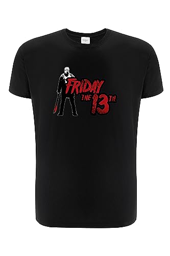 ERT GROUP oryginalny i oficjalnie licencjonowany horror czarny T-shirt męski wzór piątek 13th 005, jednostronny druk drukowania, rozmiar XS, Piątek 13th 005 Czarny, XS