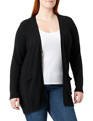Vila Damski kardigan Evoked by Viril Open L/S Knit Cardigan/Cur-Noos, czarny, 52/Duże rozmiary