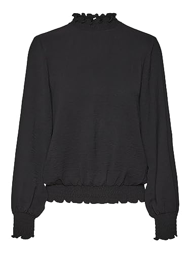 VERO MODA Vmalvas Ls Smock Top WVN Ga Noos bluzka damska, czarny, S