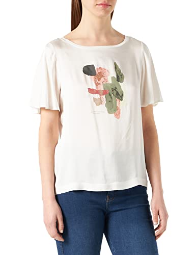 s.Oliver BLACK LABEL Bluzka damska z krótkim rękawem Regular Fit Blouse, écru, 38