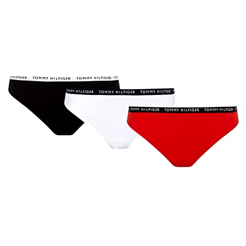 Tommy Hilfiger Majtki damskie stringi, Biały/Pustynne Niebo/Podstawowy Czerwony, S