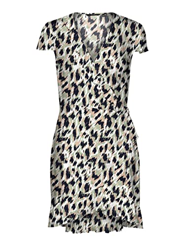 VERO MODA Vmmenny Short C/S Wrap Dress WVN Ga sukienka, Navy Blazer/Aop: mette, L