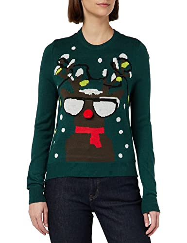 ONLY Damski sweter Onlxmas Deco Stripe L/S Box KNT (3 sztuki), Ponderosa Pine/Pattern:w. Lights/Deer, S