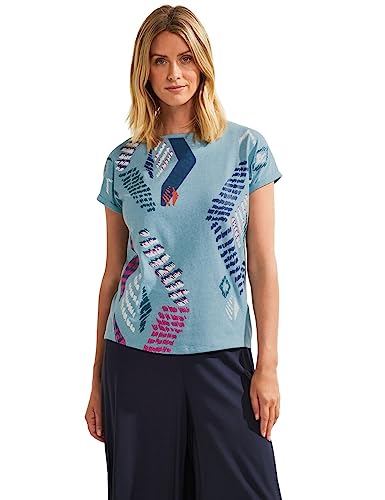 CECIL Damska koszulka letnia z nadrukiem, Reef Blue Melange, XXL