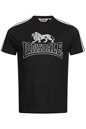 Lonsdale Męski T-shirt normalny krój PIERSHILL, czarny/biały/szary., XL