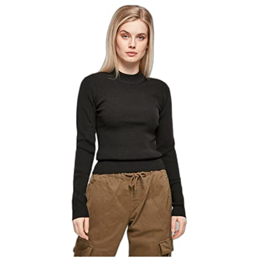 Urban Classics Damska bluza damska Rib Knit Turtelneck Sweater, czarny, XS