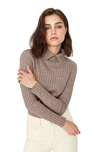 Trendyol Damska bluza TWOAW23KZ01194/Vizon, kolor norek, M, Kolor norek, M