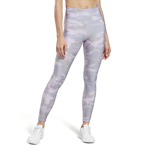 Reebok Damskie legginsy kamuflażowe gotowe do treningu, Fioletowa mgiełka, XL
