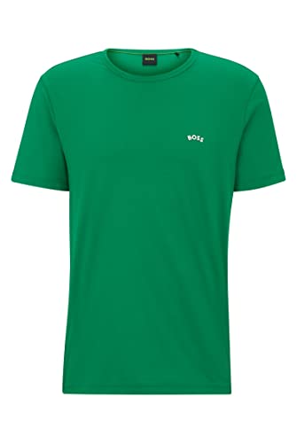 BOSS Męski t-shirt Tee Curved z bawełny organicznej z łukowatym logo, jasnozielony, M, Open Green342., M