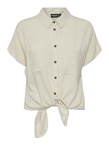 PIECES Pcvinsty SS Tie Shirt Noos Koszula damska, brzoza, M