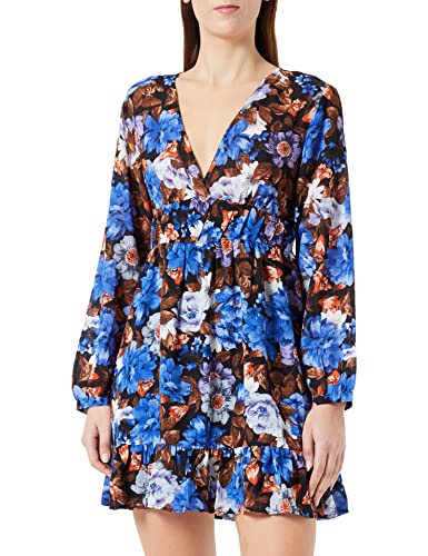 ONLY Women's ONLELLIE LS dekolt w serek WVN sukienka, czarna/szczegóły: AOP, M (4 sztuki)