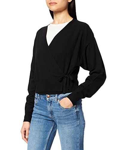 NA-KD Overlap dzianinowa bluza damska, czarny, 3XL