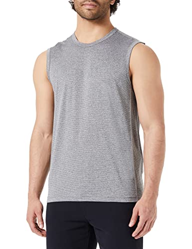 Champion Męska sportowa koszulka bez rękawów C-Sport Quick Dry Micromesh Metaliczne logo S/L, Czarny Melanż, S