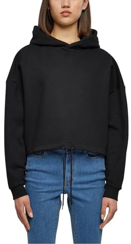 Urban Classics Damska bluza z kapturem Ladies Cropped Oversized Hoodie Black 5XL, czarny, 5XL