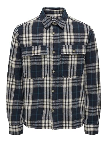 ONLY & SONS Męska koszula flanelowa, granatowy, S