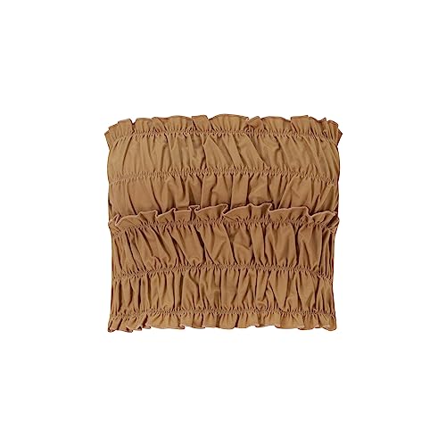 BALOU Damski bawełniany lniany top shirring top, karmelowy, UK 16, Karmel, 42